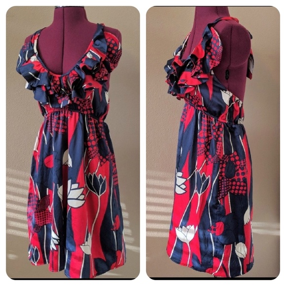 Judith March Dresses & Skirts - Judith March Floral Ruffle Halter Dress